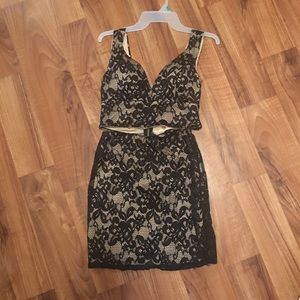 A two piece lace black dress